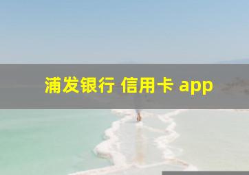 浦发银行 信用卡 app